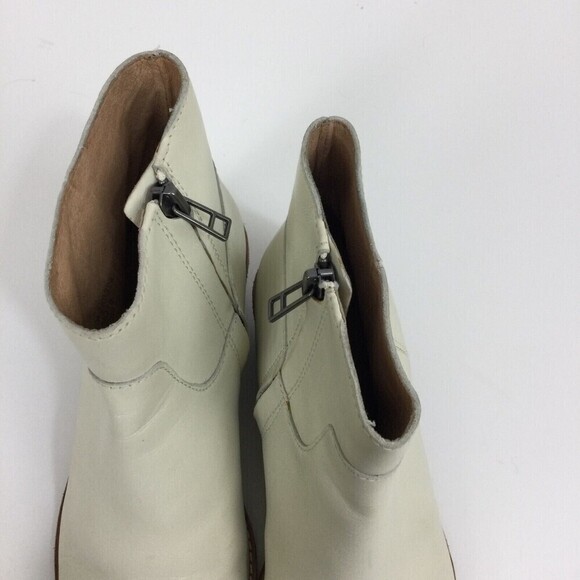 Madewell Charley Leather Ankle Booties Boot western white K5308 sz 5.5 - Picture 9 of 12